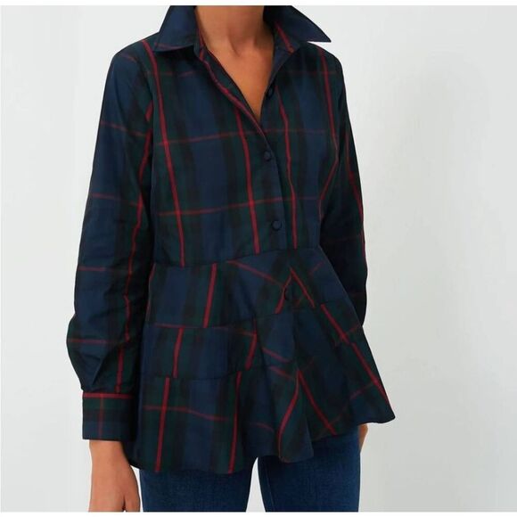 NWT Tuckernuck POMANDER PLACE Fraser Plaid Ashlen Blouse Sz Large - Picture 1 of 5